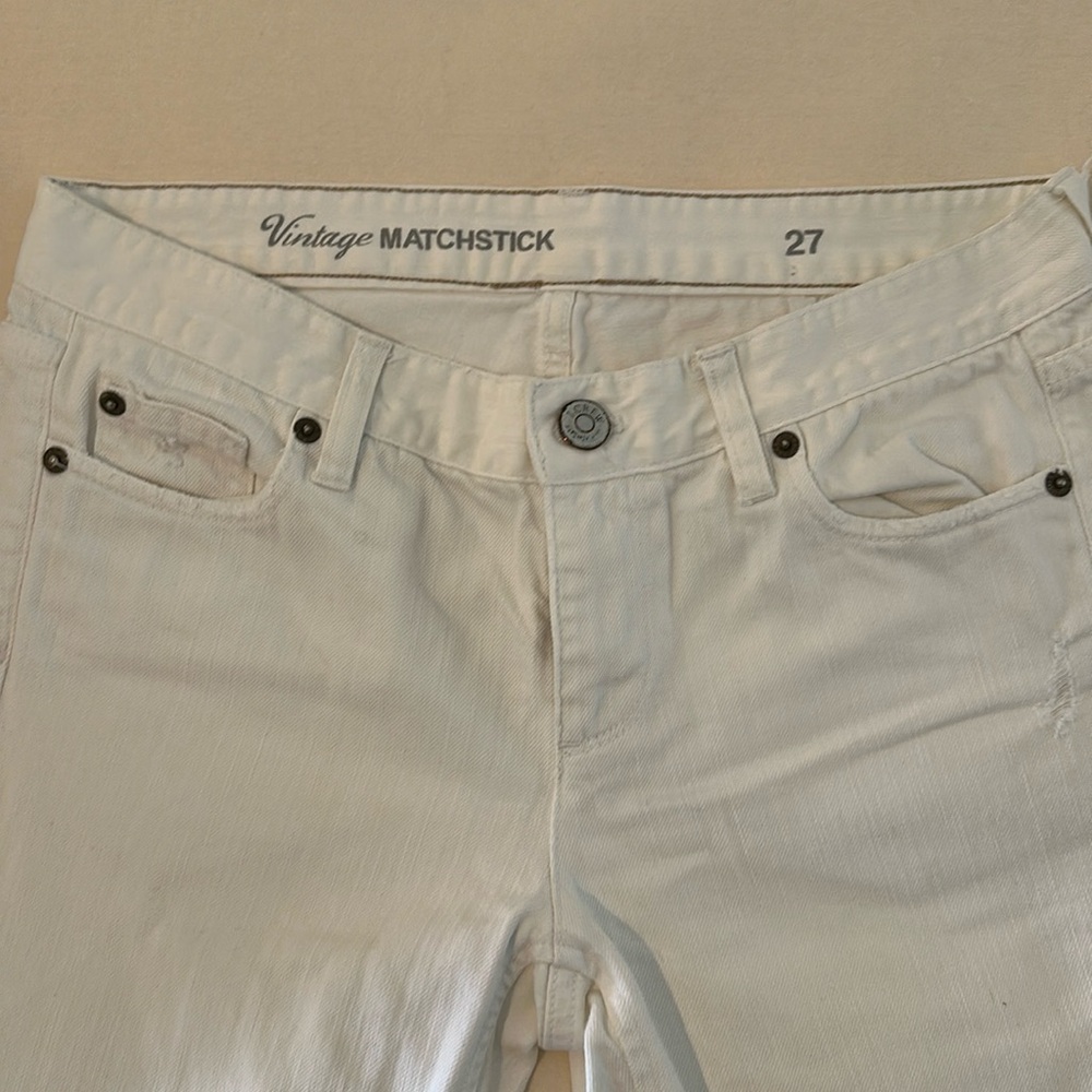 Jcrew white distressed straight leg jeans